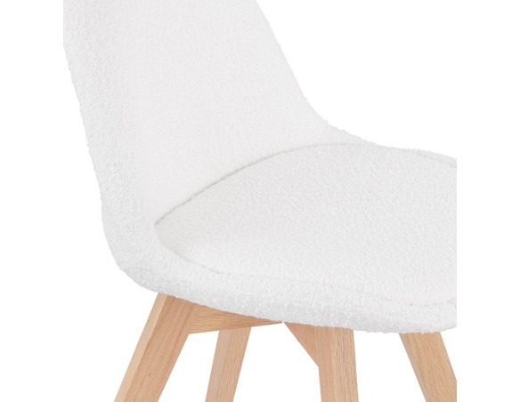 Chaise design LINETTE en tissu bouloché blanc style scandinave