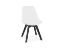 CH04950WHBL 5404028337165 Chaise design LINETTE en tissu bouloché blanc et pieds en bois noir