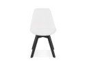 Chaise design LINETTE en tissu bouloché blanc et pieds en bois noir