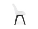 Chaise design LINETTE en tissu bouloché blanc et pieds en bois noir