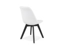 Chaise design LINETTE en tissu bouloché blanc et pieds en bois noir