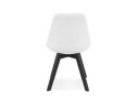 Chaise design LINETTE en tissu bouloché blanc et pieds en bois noir