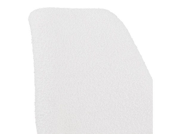 Chaise design LINETTE en tissu bouloché blanc et pieds en bois noir