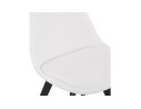 Chaise design LINETTE en tissu bouloché blanc et pieds en bois noir