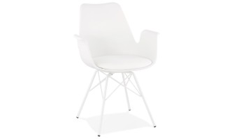 AC02420WHWH 5420072065540 Chaise avec accoudoirs SALY blanche style industriel