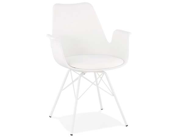 AC02420WHWH 5420072065540 Chaise avec accoudoirs SALY blanche style industriel