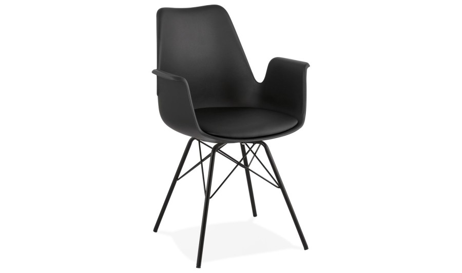 AC02430BLBL 5420072065564 Chaise avec accoudoirs SALY noire style industriel