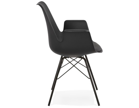 Chaise avec accoudoirs SALY noire style industriel