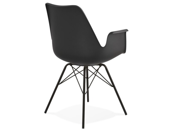 Chaise avec accoudoirs SALY noire style industriel