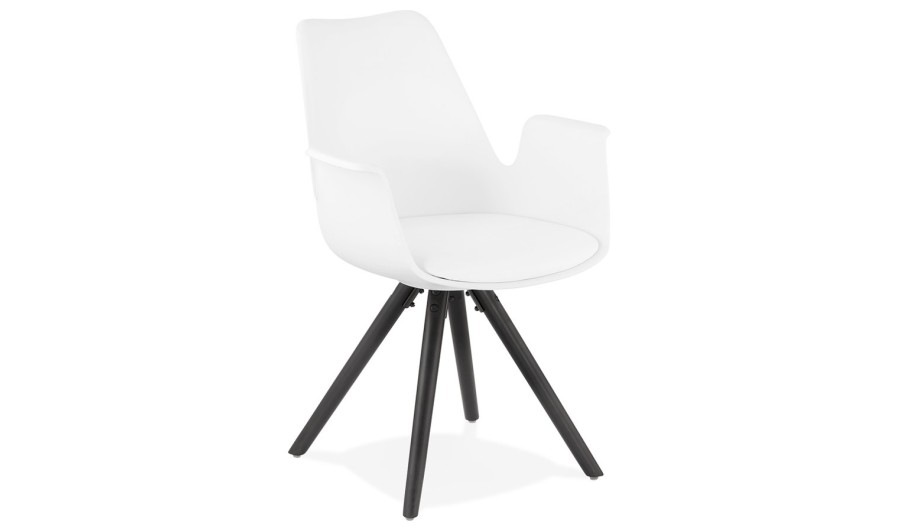 AC02690WHBL 5420072071725 Chaise avec accoudoirs ZALIK blanche avec pieds en bois noir AC02690WHBL 5420072071725 Chaise avec accoudoirs ZALIK blanche avec pieds en bois noir