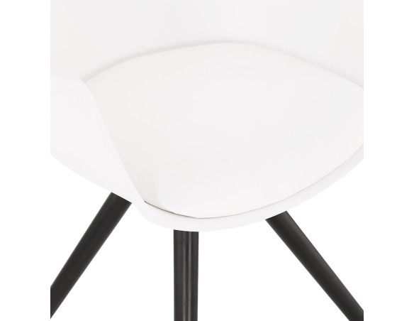 Chaise avec accoudoirs ZALIK blanche avec pieds en bois noir