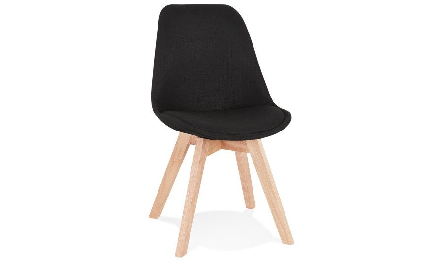 CH03530BLNA 5420072093406 Chaise scandinave WILLY en tissu noir avec pieds en bois finition naturelle