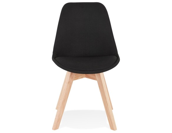 Chaise scandinave WILLY en tissu noir avec pieds en bois finition naturelle