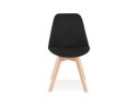 Chaise scandinave WILLY en tissu noir avec pieds en bois finition naturelle