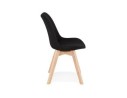 Chaise scandinave WILLY en tissu noir avec pieds en bois finition naturelle