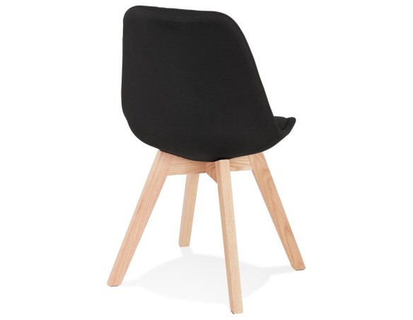 Chaise scandinave WILLY en tissu noir avec pieds en bois finition naturelle