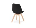 Chaise scandinave WILLY en tissu noir avec pieds en bois finition naturelle