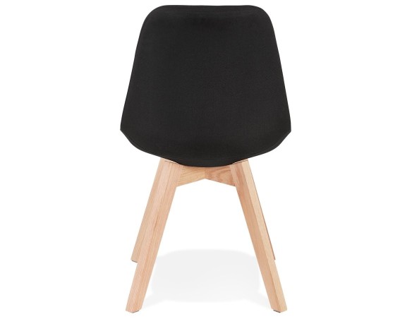 Chaise scandinave WILLY en tissu noir avec pieds en bois finition naturelle