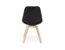 Chaise scandinave WILLY en tissu noir avec pieds en bois finition naturelle