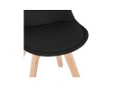 Chaise scandinave WILLY en tissu noir avec pieds en bois finition naturelle