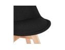 Chaise scandinave WILLY en tissu noir avec pieds en bois finition naturelle