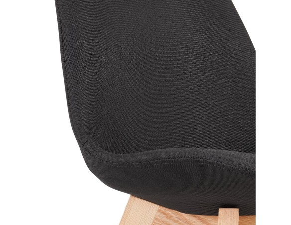 Chaise scandinave WILLY en tissu noir avec pieds en bois finition naturelle