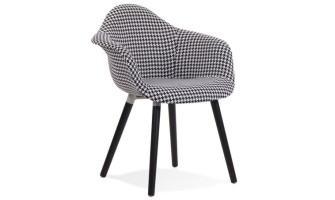 AC03520DI 5404028309407 Chaise design avec accoudoirs LARA en tissu pied de poule noir et blanc