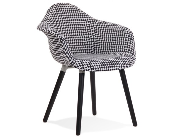 AC03520DI 5404028309407 Chaise design avec accoudoirs LARA en tissu pied de poule noir et blanc