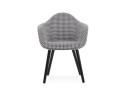 Chaise design avec accoudoirs LARA en tissu pied de poule noir et blanc