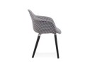 Chaise design avec accoudoirs LARA en tissu pied de poule noir et blanc