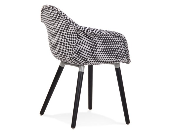 Chaise design avec accoudoirs LARA en tissu pied de poule noir et blanc
