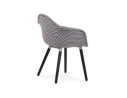 Chaise design avec accoudoirs LARA en tissu pied de poule noir et blanc