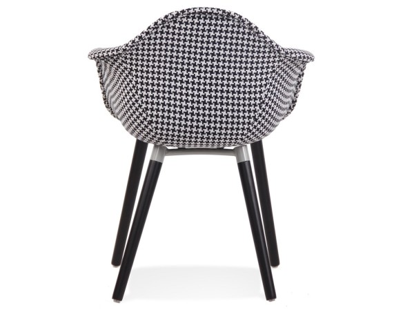 Chaise design avec accoudoirs LARA en tissu pied de poule noir et blanc