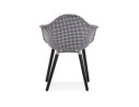 Chaise design avec accoudoirs LARA en tissu pied de poule noir et blanc