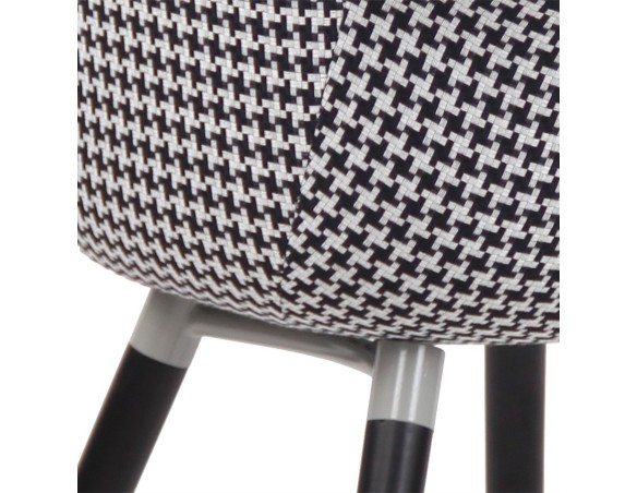Chaise design avec accoudoirs LARA en tissu pied de poule noir et blanc