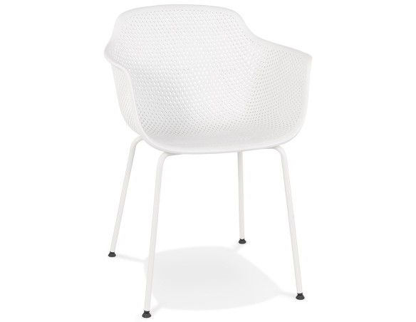 AC03770WH 5404028313824 Chaise avec accoudoirs perforée DRAK blanche intérieure / extérieure
