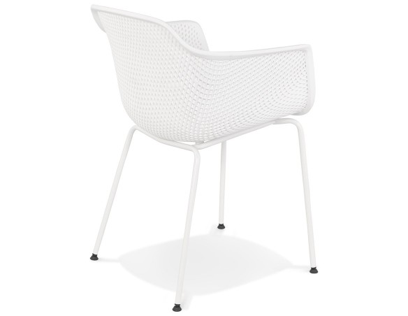 Chaise avec accoudoirs perforée DRAK blanche intérieure / extérieure