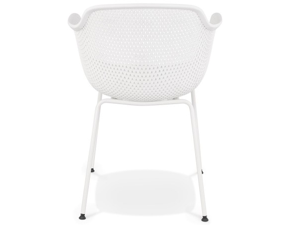 Chaise avec accoudoirs perforée DRAK blanche intérieure / extérieure