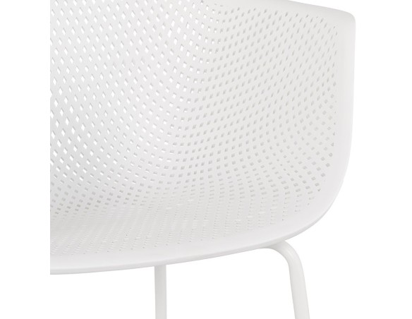 Chaise avec accoudoirs perforée DRAK blanche intérieure / extérieure