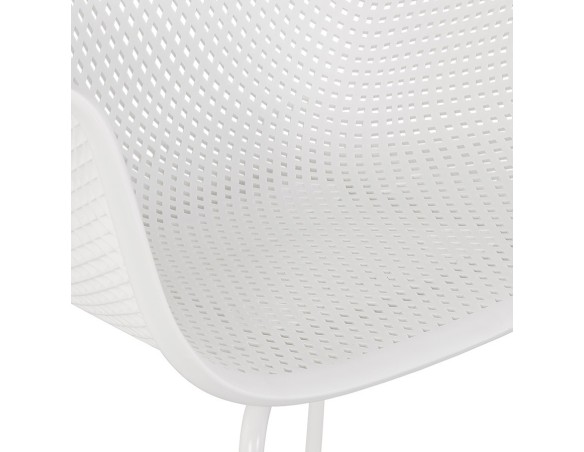 Chaise avec accoudoirs perforée DRAK blanche intérieure / extérieure