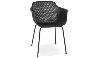 AC03780BL 5404028313848 Chaise avec accoudoirs perforée DRAK noire intérieure / extérieure