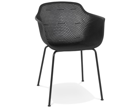 AC03780BL 5404028313848 Chaise avec accoudoirs perforée DRAK noire intérieure / extérieure