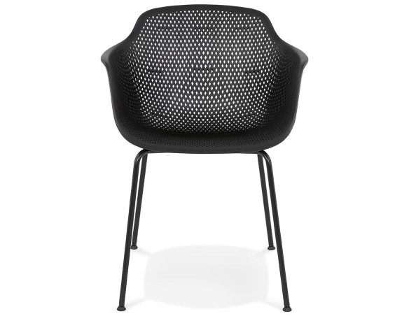 Chaise avec accoudoirs perforée DRAK noire intérieure / extérieure