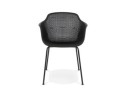 Chaise avec accoudoirs perforée DRAK noire intérieure / extérieure