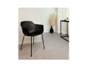 Chaise avec accoudoirs perforée DRAK noire intérieure / extérieure