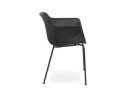 Chaise avec accoudoirs perforée DRAK noire intérieure / extérieure