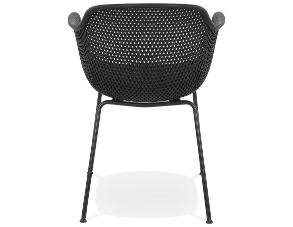 Chaise avec accoudoirs perforée DRAK noire intérieure / extérieure