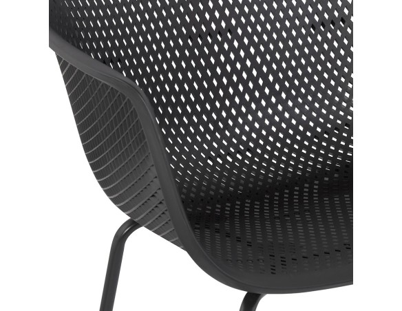Chaise avec accoudoirs perforée DRAK noire intérieure / extérieure