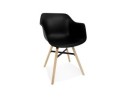 AC04290BL 5404028348345 Chaise avec accoudoirs MELIS noire avec pieds en métal et bois naturel