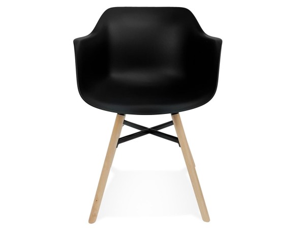 Chaise avec accoudoirs MELIS noire avec pieds en métal et bois naturel